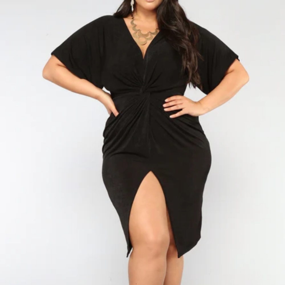 Front slit fashion nova medium black dress
